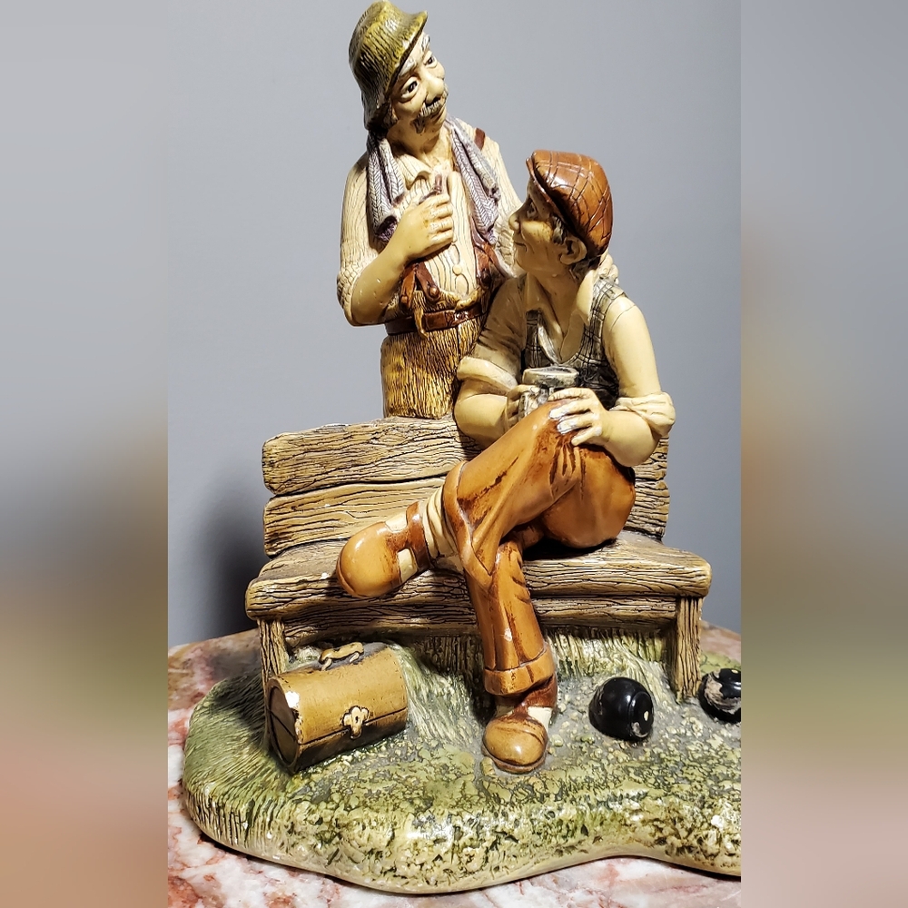 Vintage Naturecraft Bowlers Charming Rustic Figurine Hand Painted
